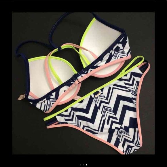 NWT VS 34DD,36DD BIKINI NAVY INK BLOT GEOMETRIC - Picture 3 of 3